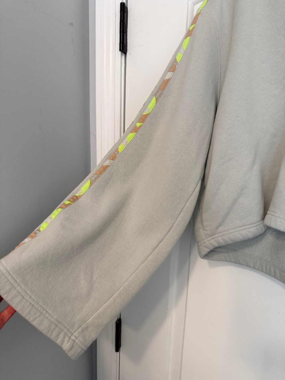 adidas Light Sage Half-Zip Hoodie with White Logo - Picture 4 of 11